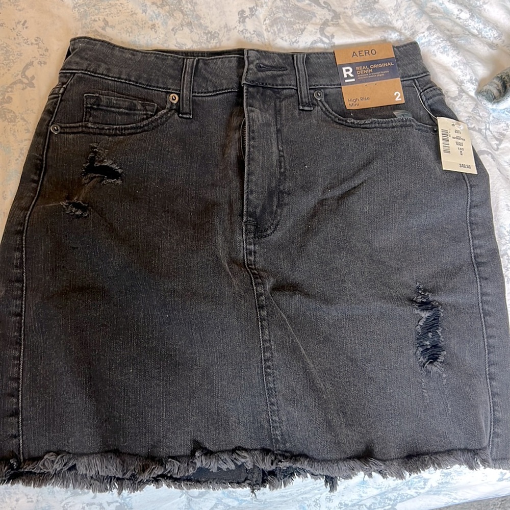 Aeropostale High Rise Black Jean Skirt